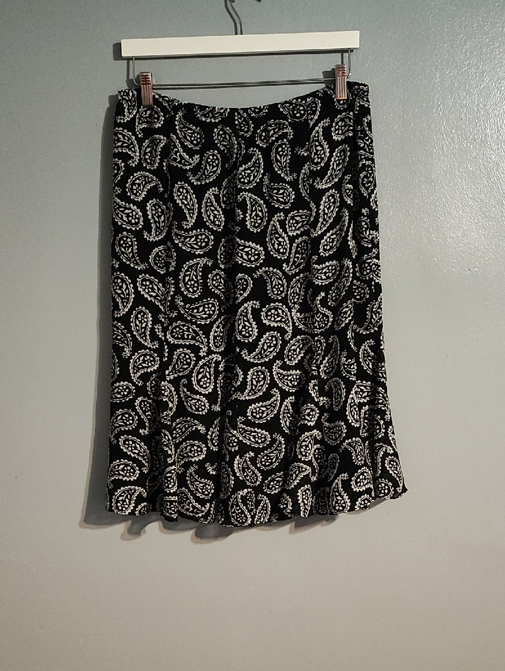 Women's Black Paisley A-Line Skirt